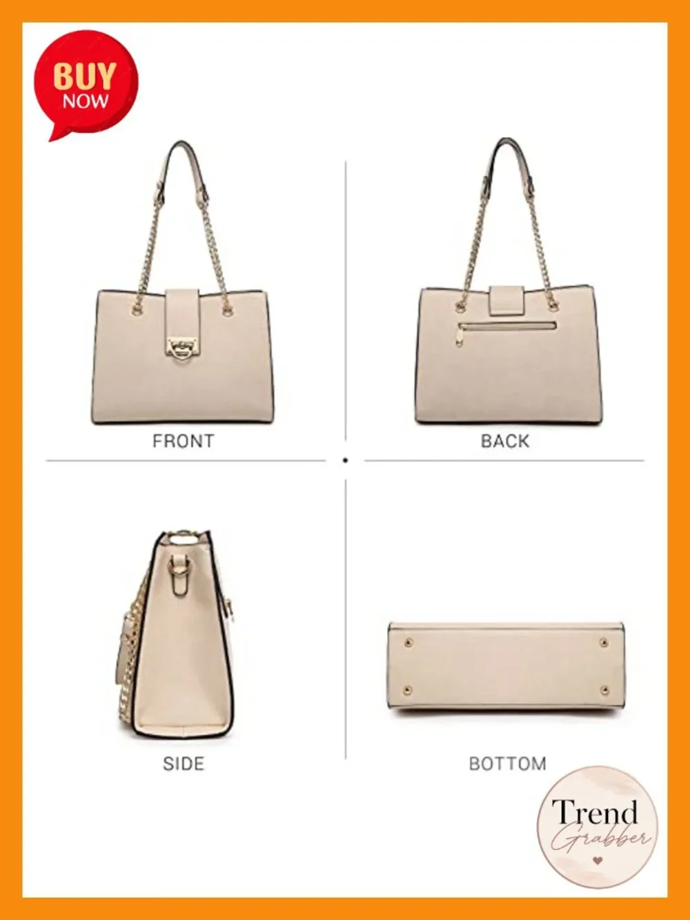 Vegan Leather Satchel Tote Hobo Bag with Matching Clutch